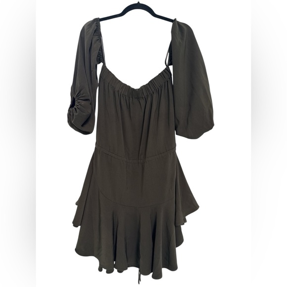Shona Joy Olive Green Leticia Off Shoulder Mini Dress - Picture 5 of 8